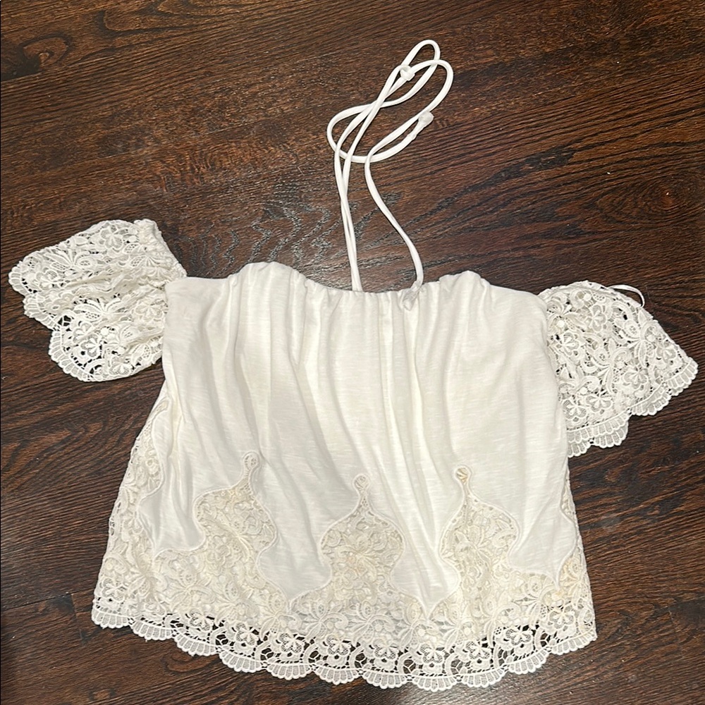 Elegant White Lace Off-Shoulder Top from White House Black Market